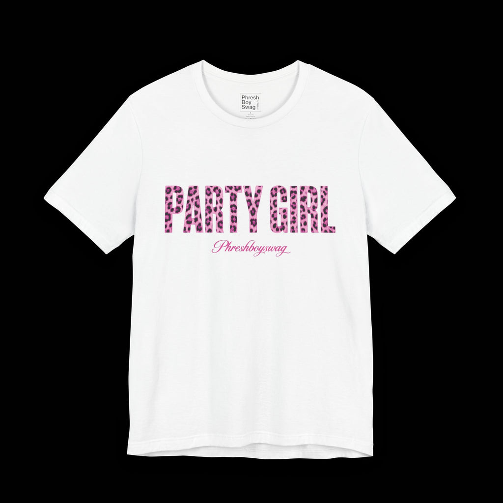 'Party Girl' Pink Leopard White Tee