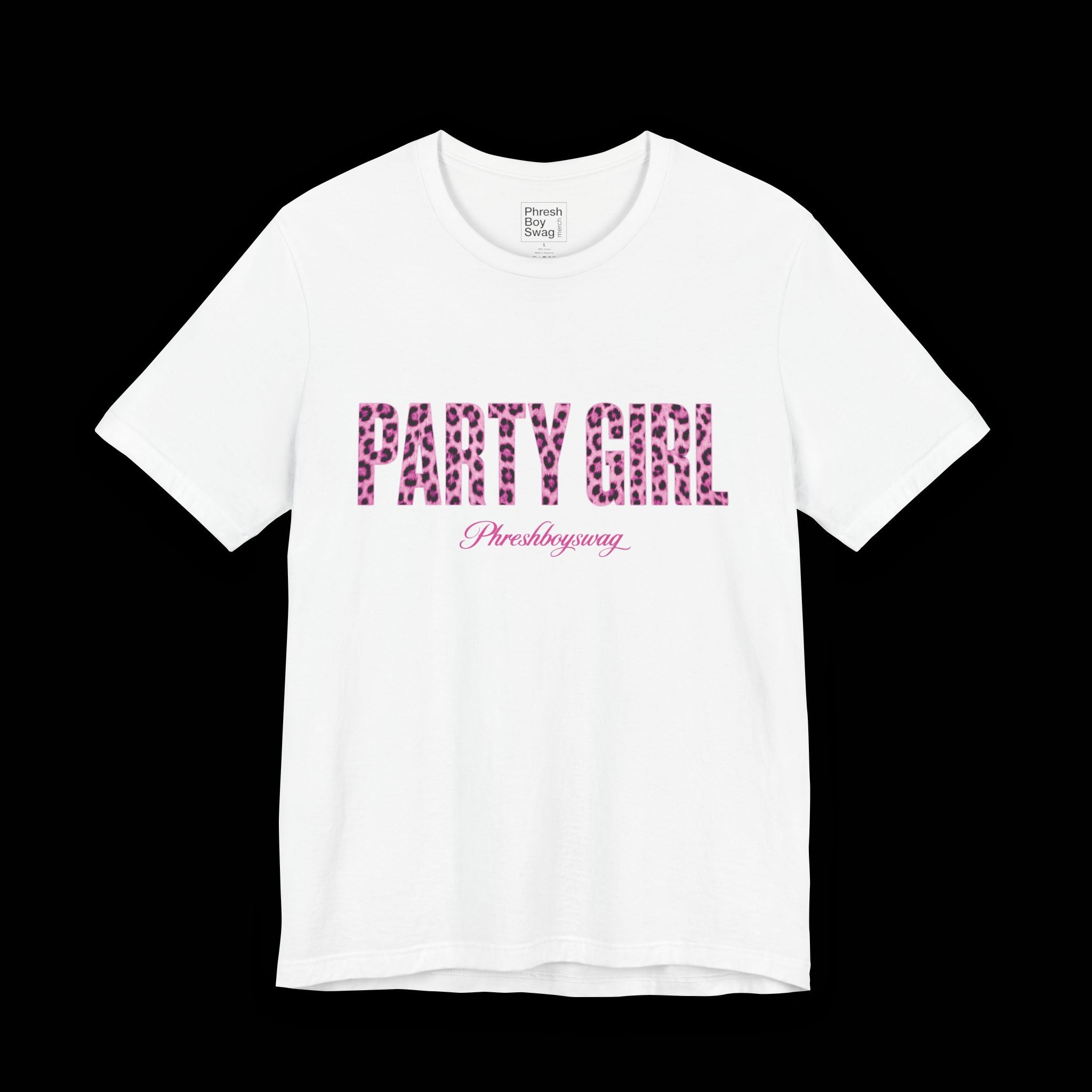 'Party Girl' Pink Leopard White Tee