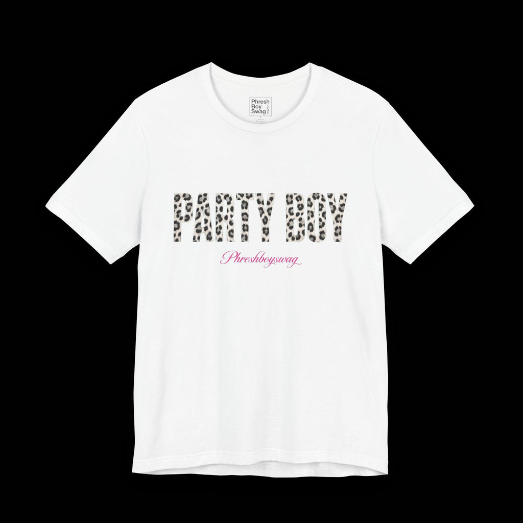 'Party Boy' Leopard Print White Tee
