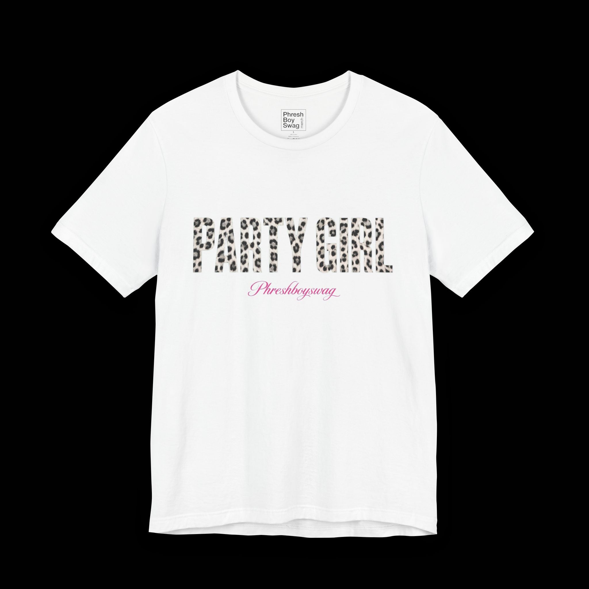 'Party Girl' Leopard Print White Tee