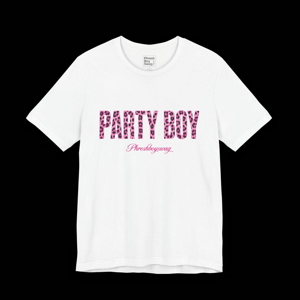 'Party Boy' Pink Leopard White Tee
